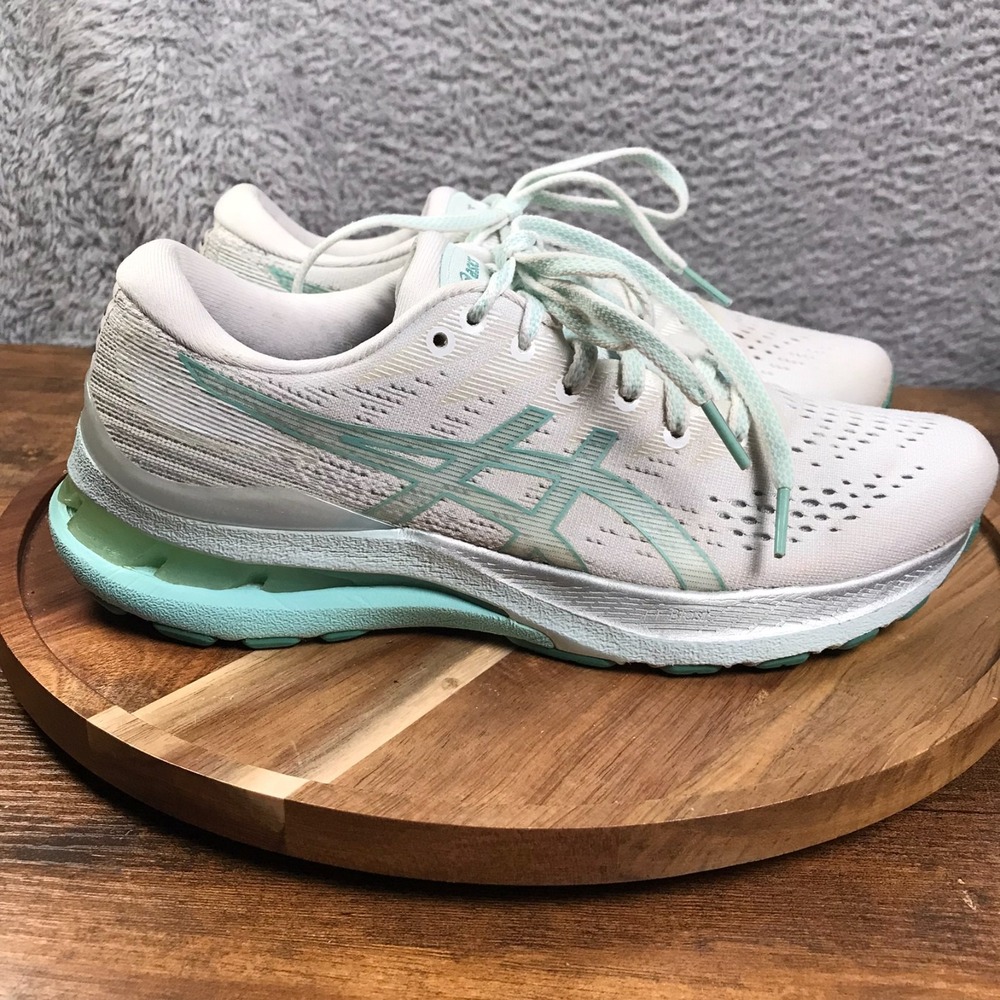 Asics Gel Kayano 28 Womens 7.5 White/Mint Gym‎ Road Running Shoes Sneakers